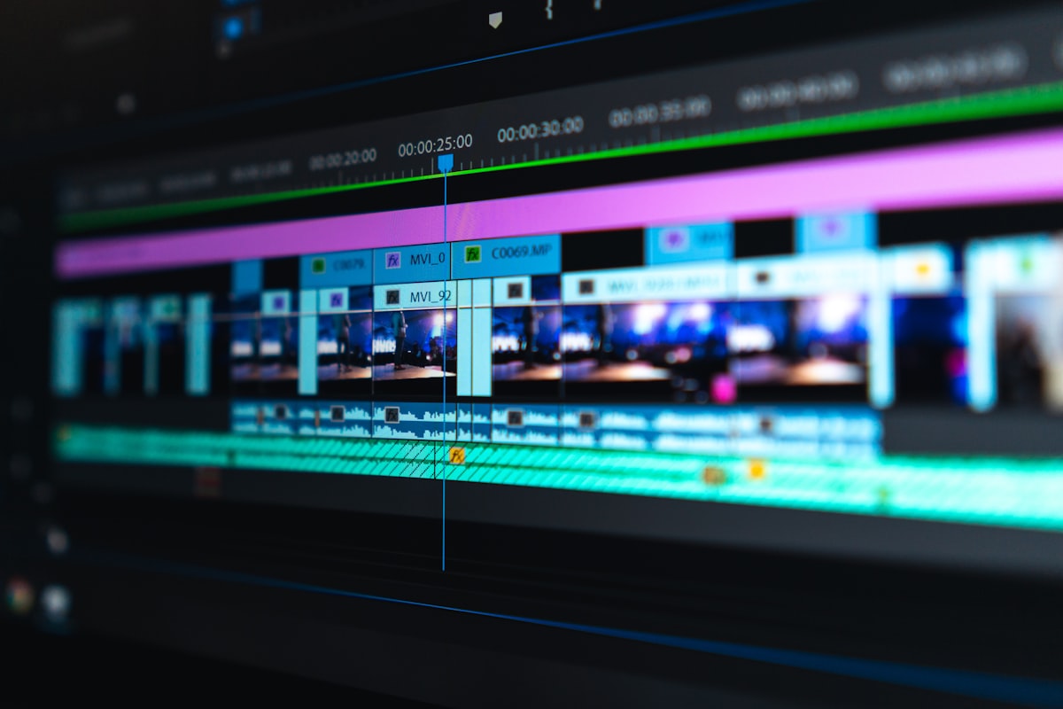 Professional video editing timeline in post-production